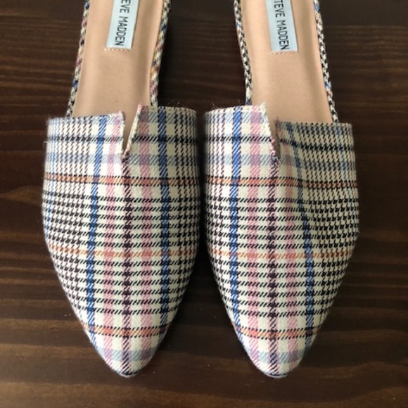 Steve Madden Ally Plaid flat slip on Mules sz 10 medium - Picture 5 of 9